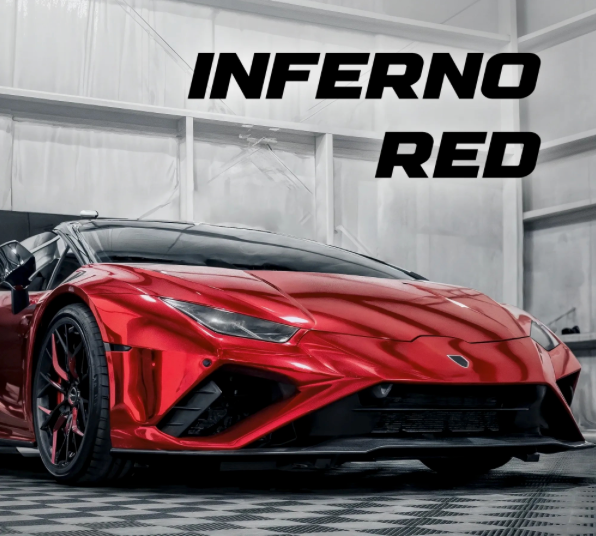 Hehkuva tulenpunainen peilikromiteippi